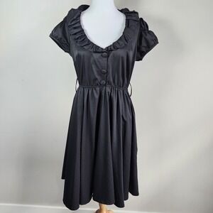 LAmazone Lacon‎ Ozkan Dress Womens Small Satin Sexy Goth Whimsigoth Ruffle Grad